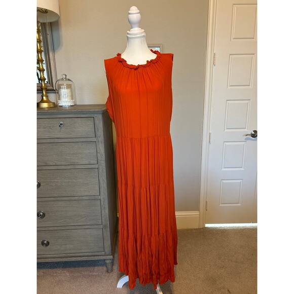 Calvin Klein | Orange Tiered Maxi Dress | 12 - Picture 3 of 15